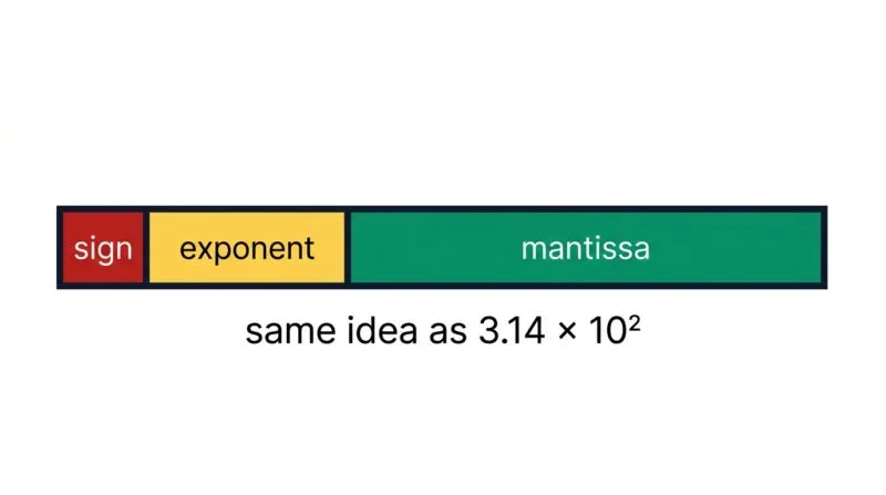 IEEE 754 float split into sign, exponent and mantissa fields