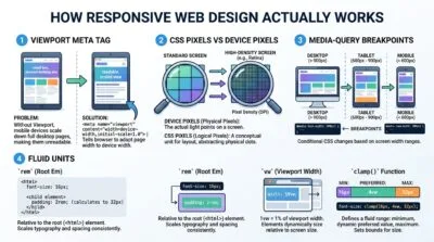 How Responsive Web Design Works: Viewports, Breakpoints & Fluid Layouts