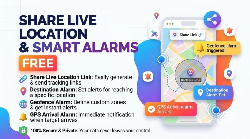 share live location link with destination alarm