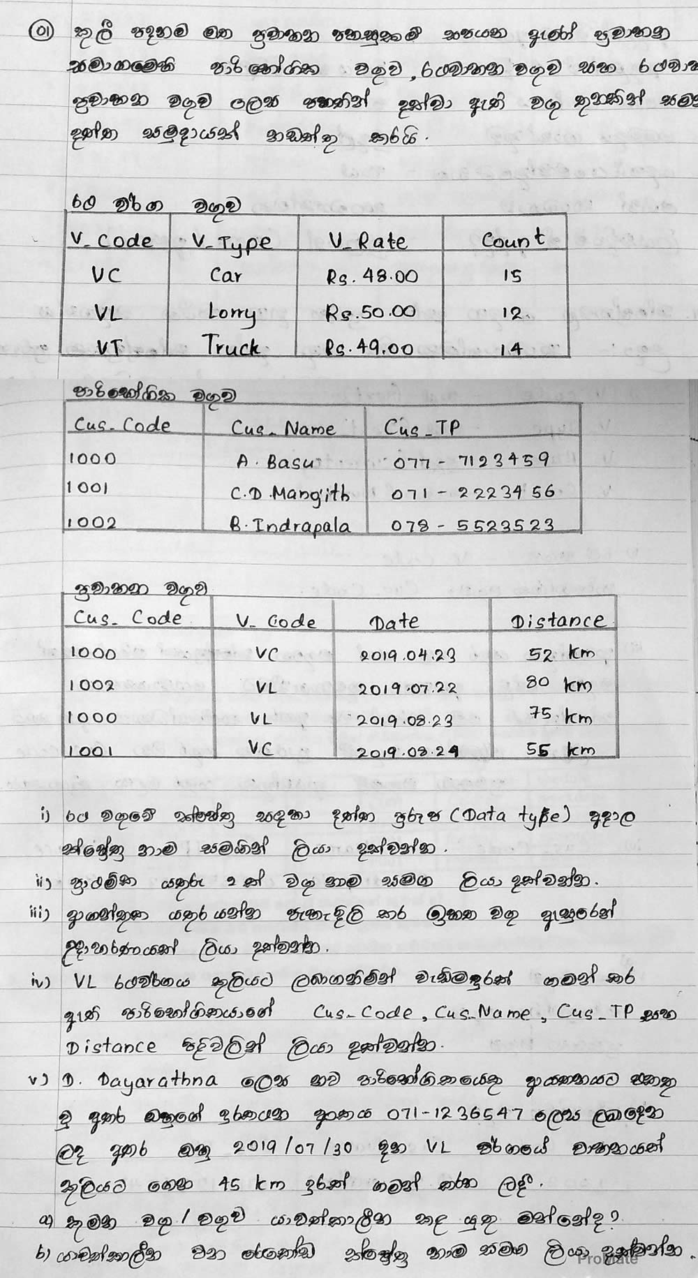 OL ICT exam Question 4