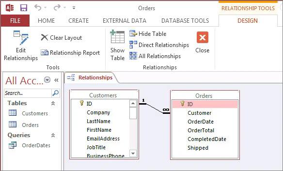 DBMS interface like Microsoft Access with relationship or query design view